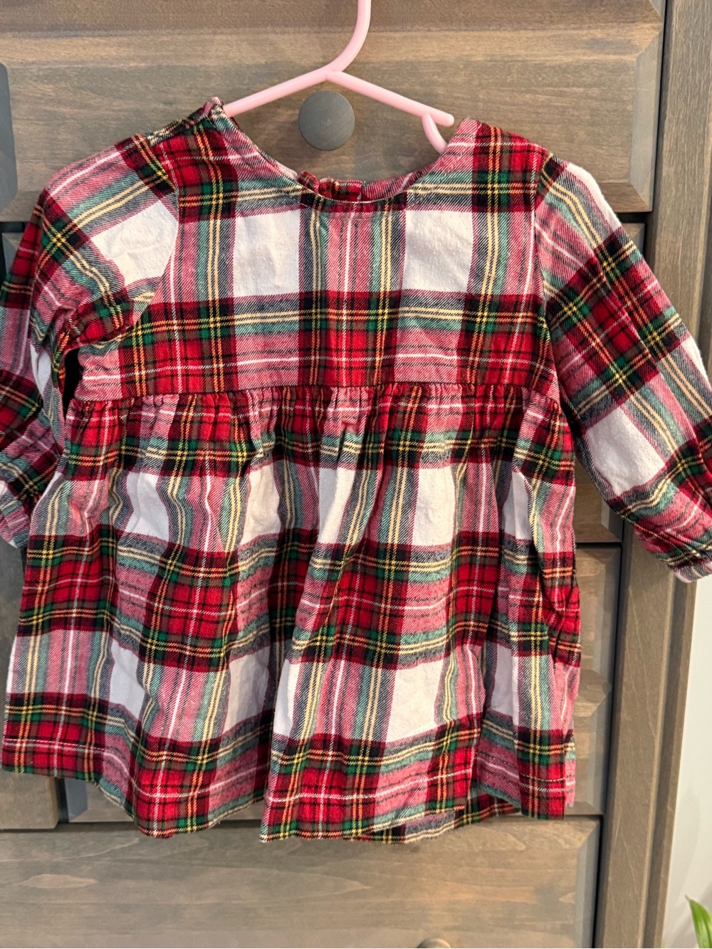 Hanna Andersson Red Plaid Peplum Long-Sleeve Dress